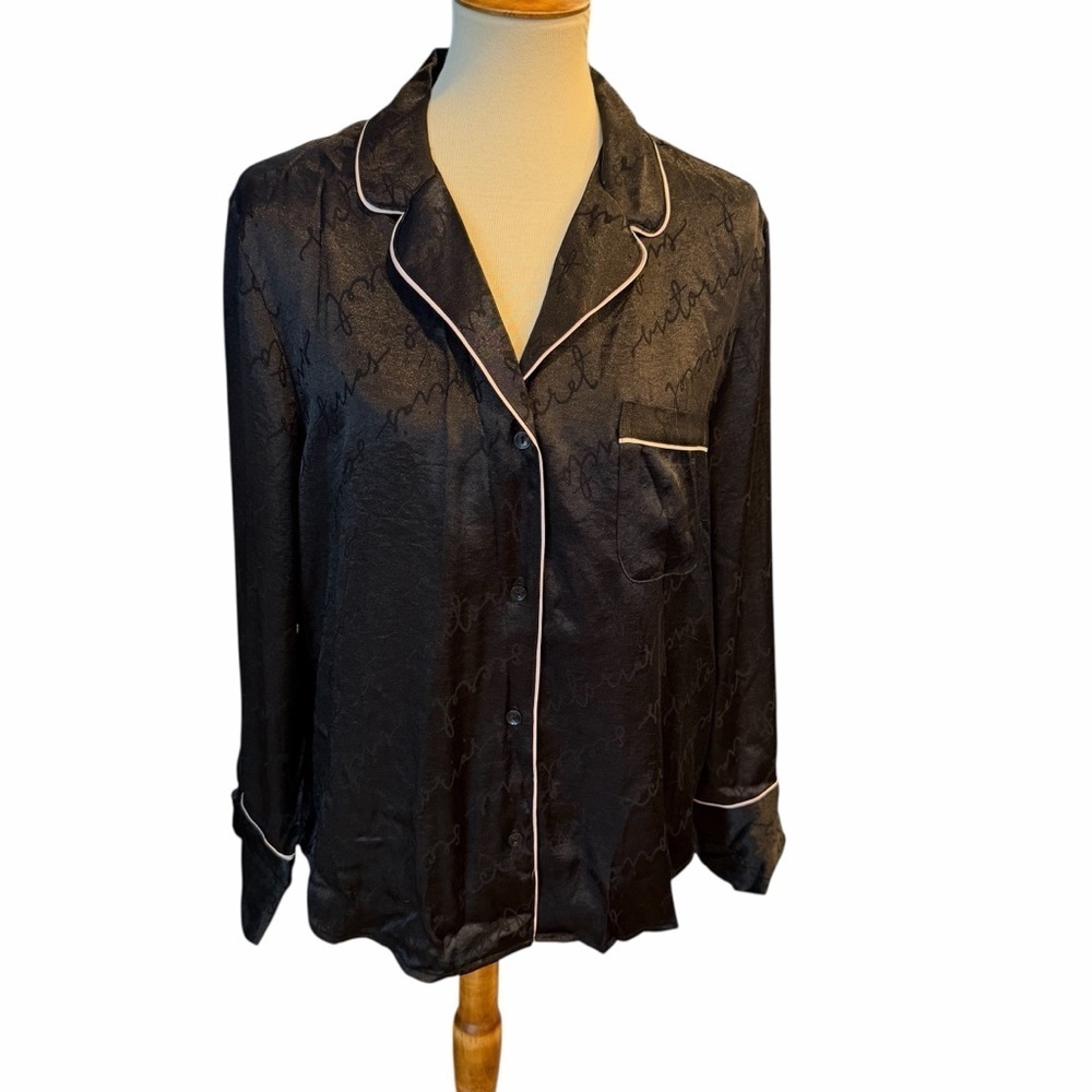 Victoria's Secret Black Satin Pajama Set XL/L